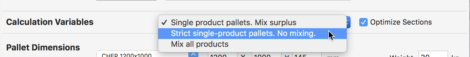 Strict single-product pallets